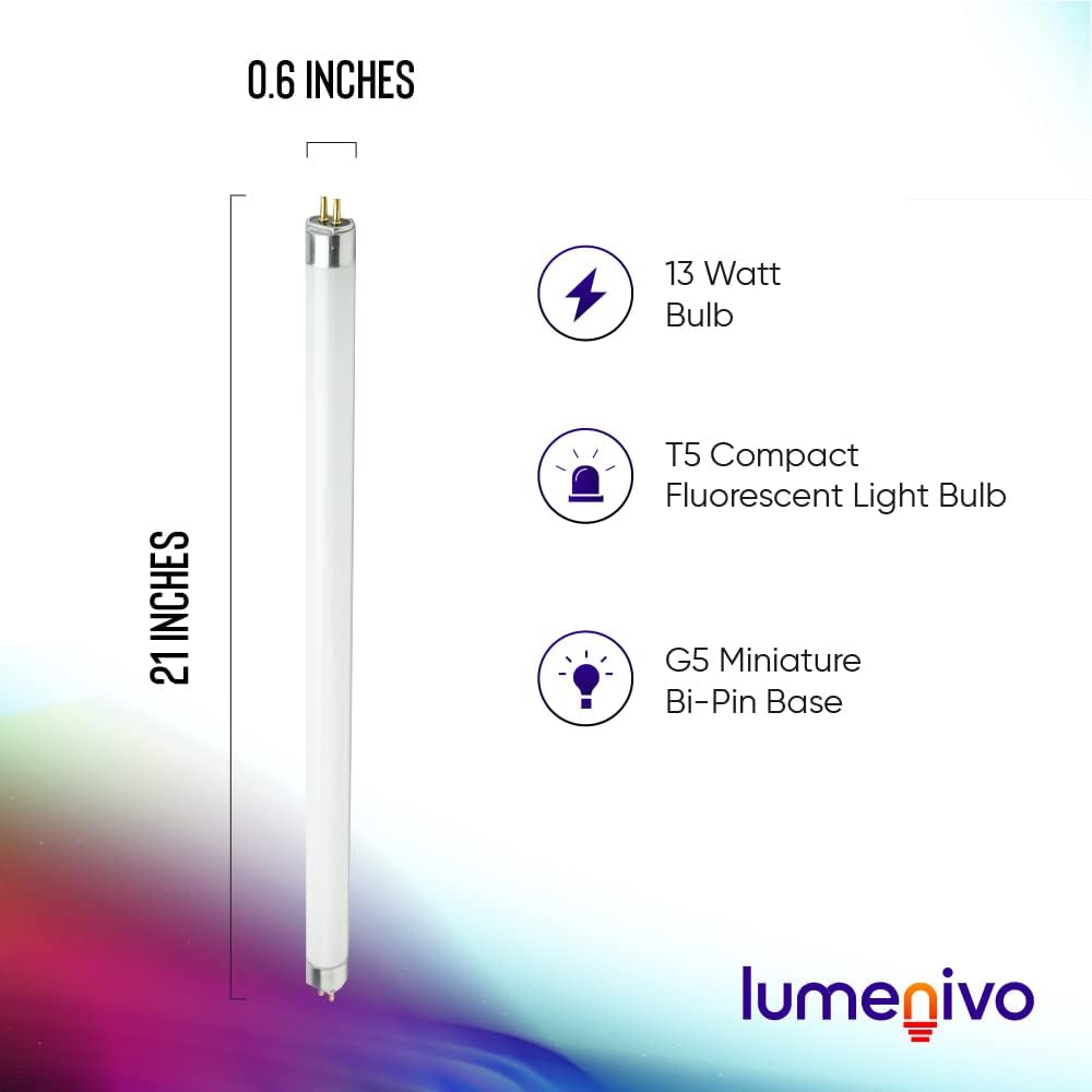 lumenivo F13T5/DL Fluorescent Bulbs 21 Inch CFL 13 Watt Light Bulbs T5 6500K Daylight