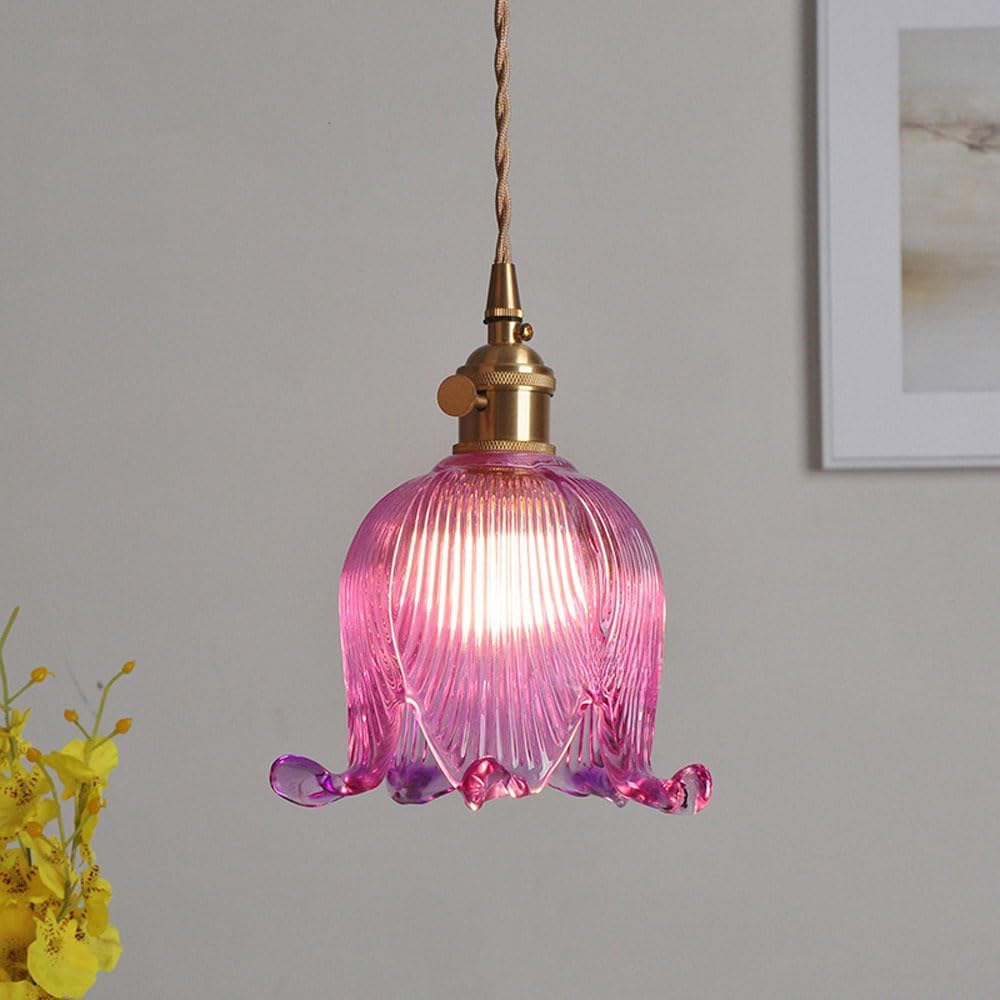 Glass Flower Pendant Light Lily of The Valley Decorative Chandelier with Adjustable Cable