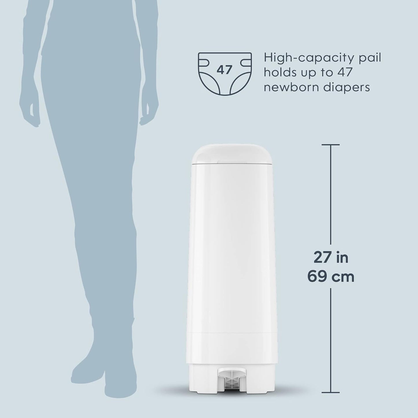 Diaper Genie Signature Pail Holds Up to 846 Newborn-Sized Diapers Per Refill