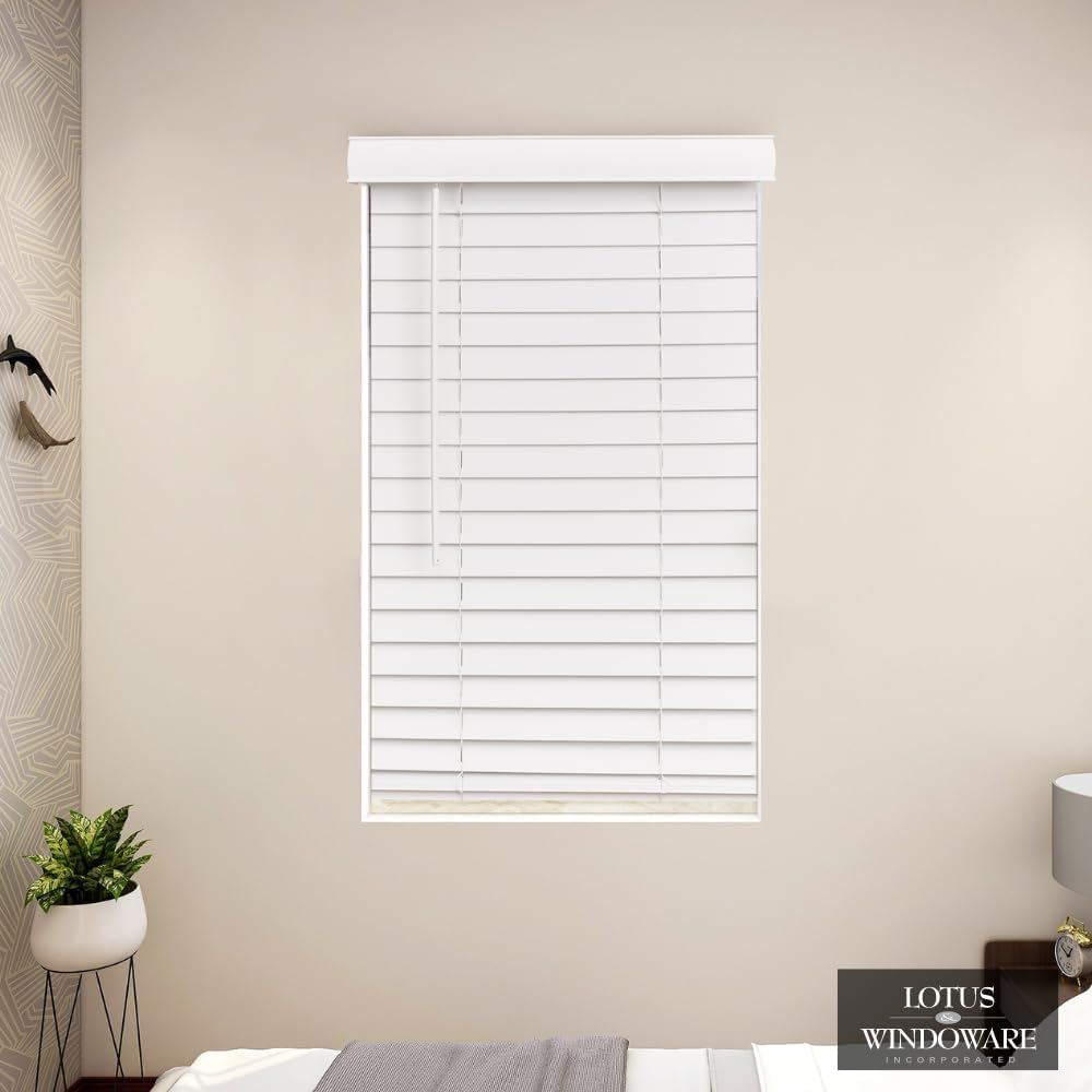 LOTUS & WINDOWARE Cordless Faux Wood Blinds, 43" Wide x 36" Long
