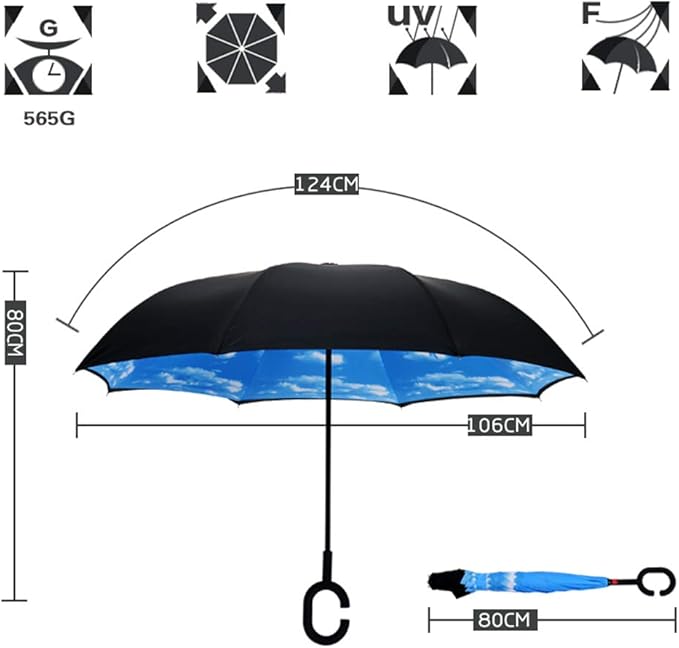 Inverted Umbrella - Windproof, UV Protection, Reverse Folding