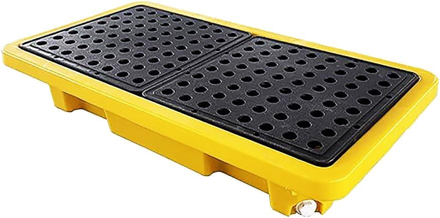 2 Drum Containment Spill Pallet, Polyethylene Low Profile Paint Bucket Tray