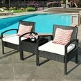 Costway 3 Pieces Rattan Patio Furniture Set with Cushion Outdoor in Black