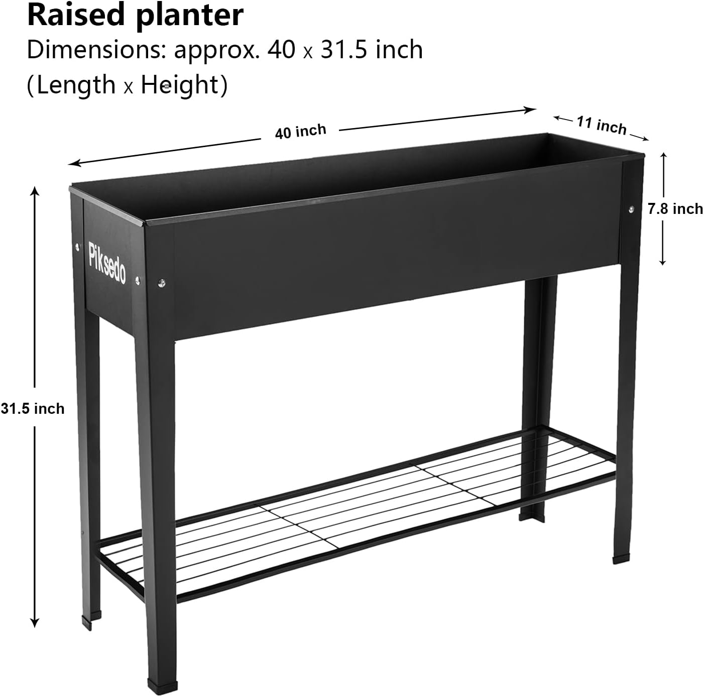 Piksedo Raised Garden Bed, Elevated Planter Metal Plant Box with Legs