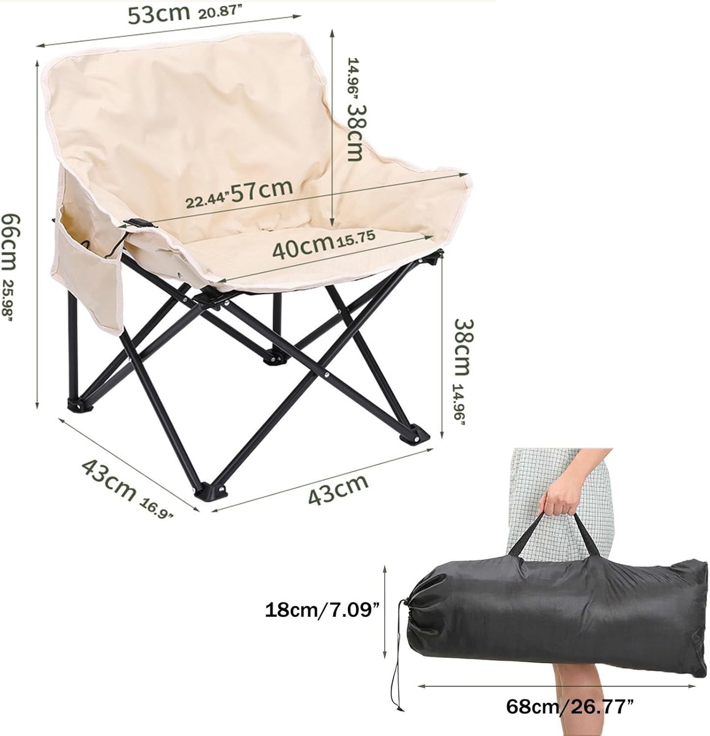 NYMFEA Heated Camping Chair Oversized, Outdoor Portable Heated Folding Chairs