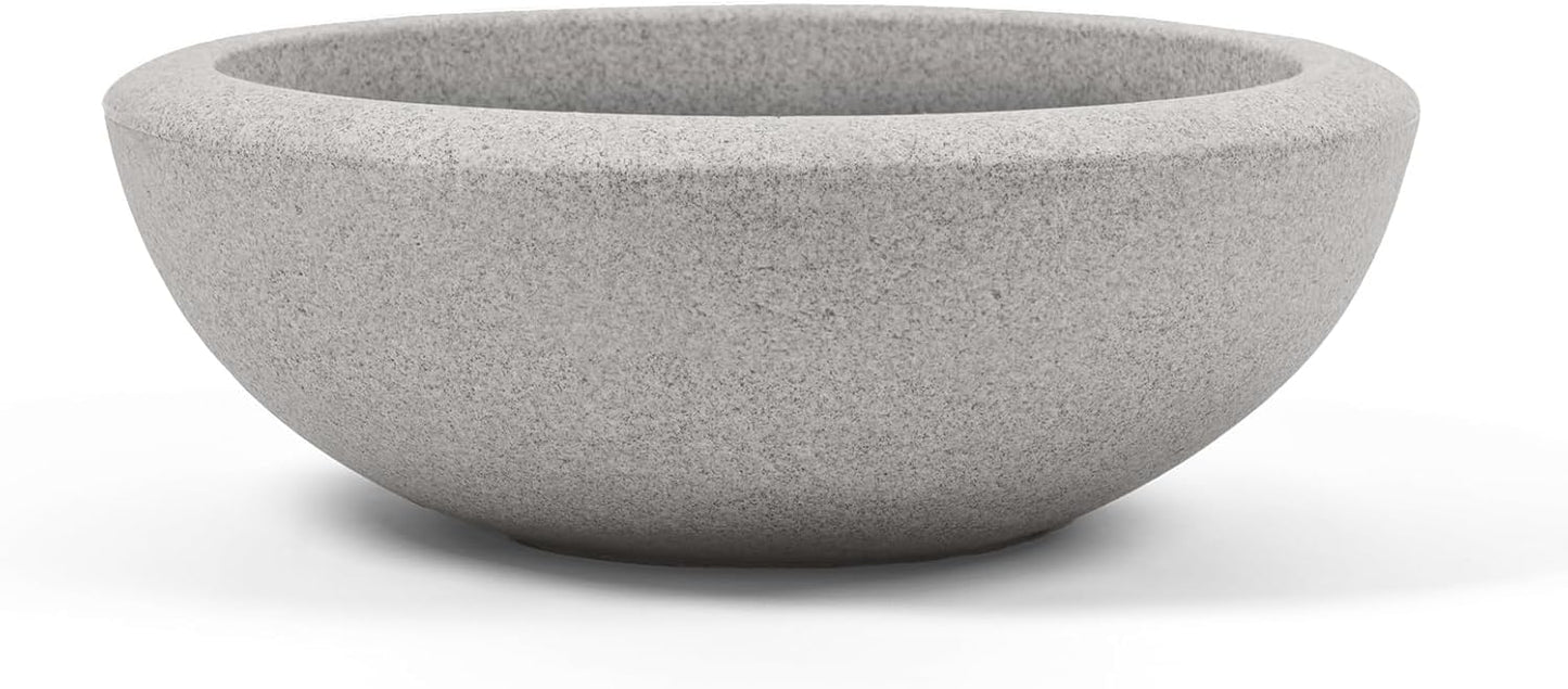 ARBORA 26" Santorini Bowl Polyresin Indoor and Outdoor Planter with Stone Blend Concrete Gray Finish