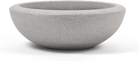 ARBORA 26" Santorini Bowl Polyresin Indoor and Outdoor Planter with Stone Blend Concrete Gray Finish