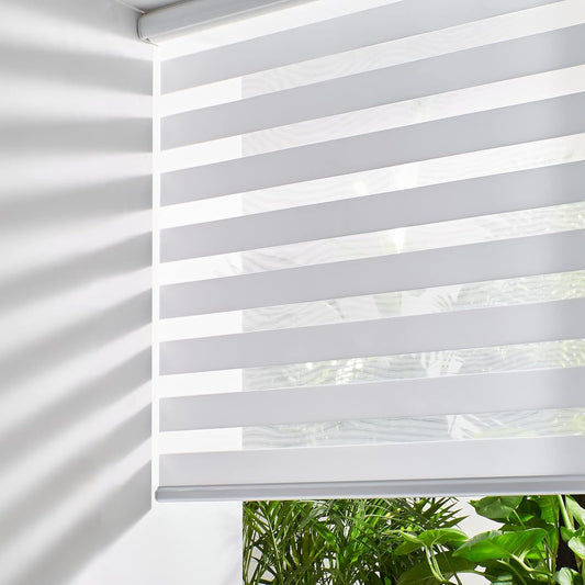 Persilux Zebra Blinds for Windows Cordless Blinds & Shades (28" W x 72" H, White)