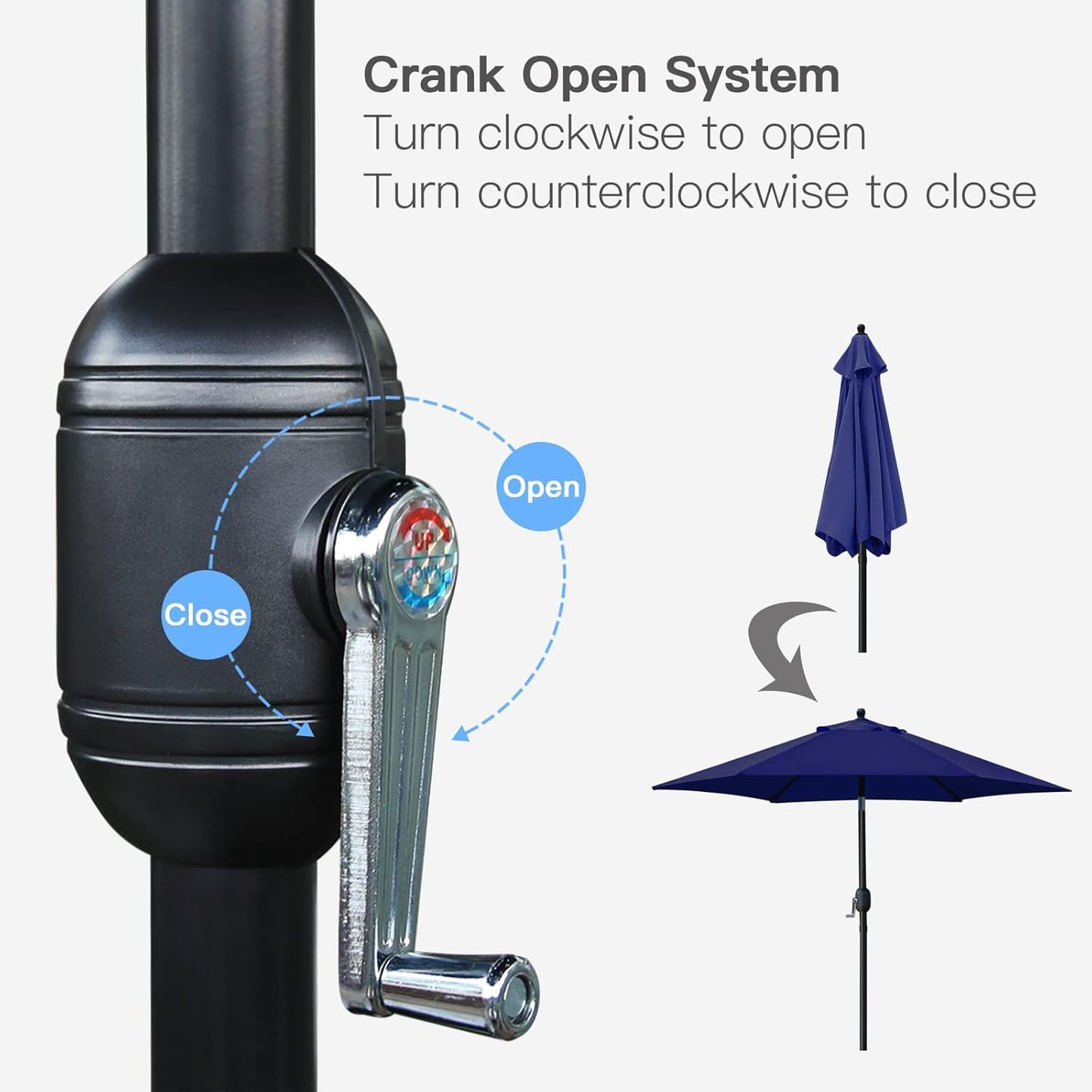 Sunnyglade 7.5' Patio Umbrella Outdoor Table Market Umbrella with Push Button Tilt (Navy Blue)