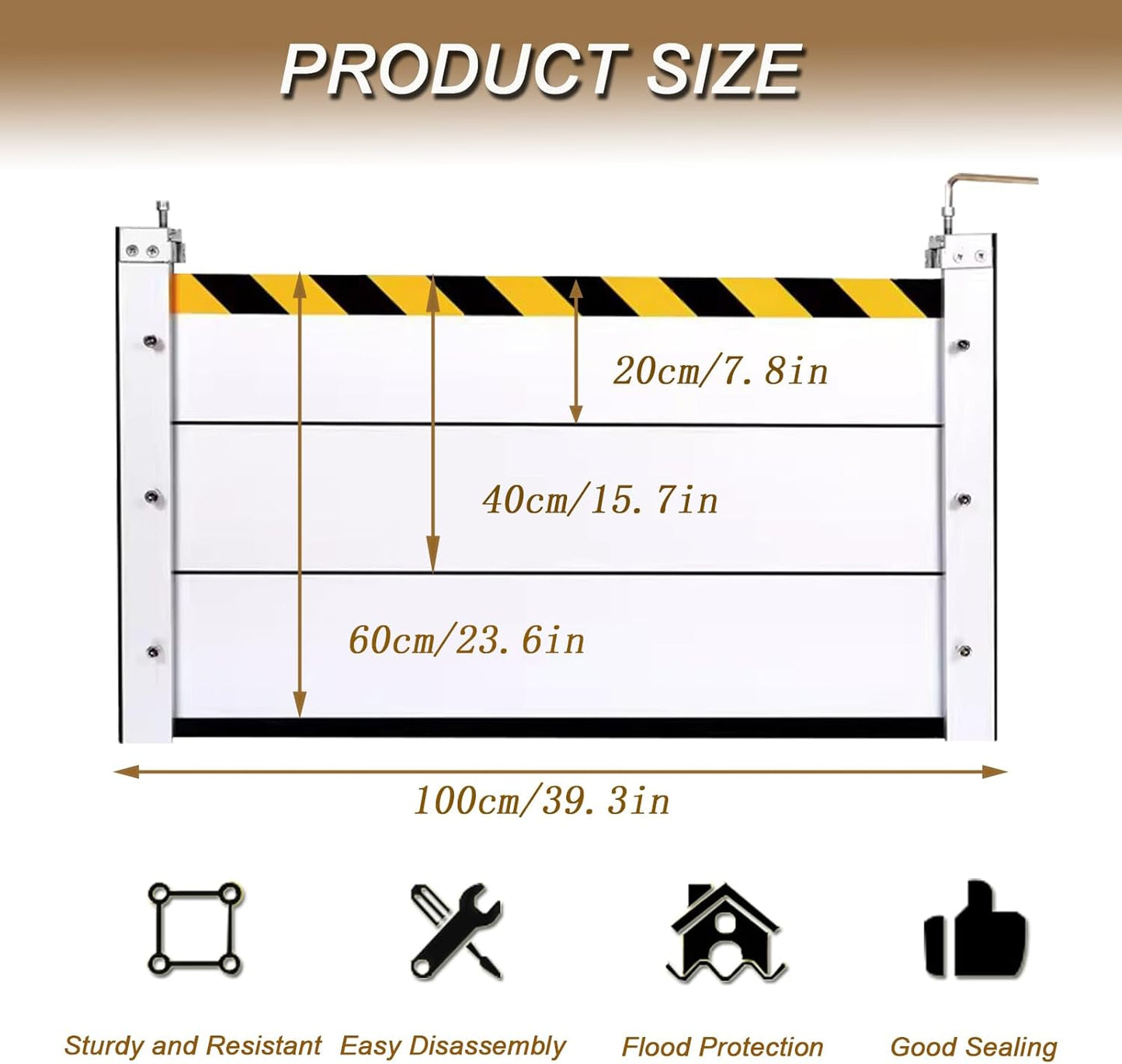 Flood Protection Baffle, Reusable Flood Barrier Shield Aluminum, Heavy Duty Unit Module Design