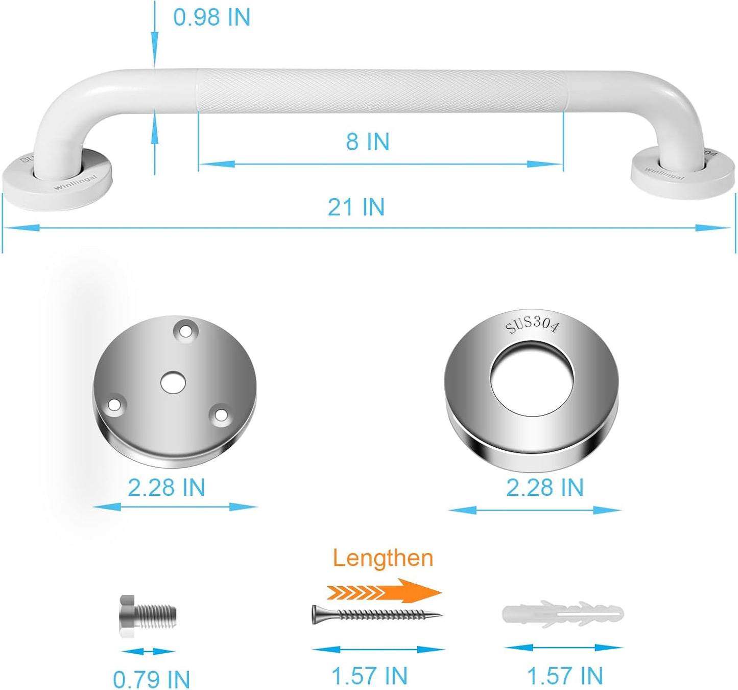 Grab Bars for Bathtubs and Showers 2 Pack 21 Inch
