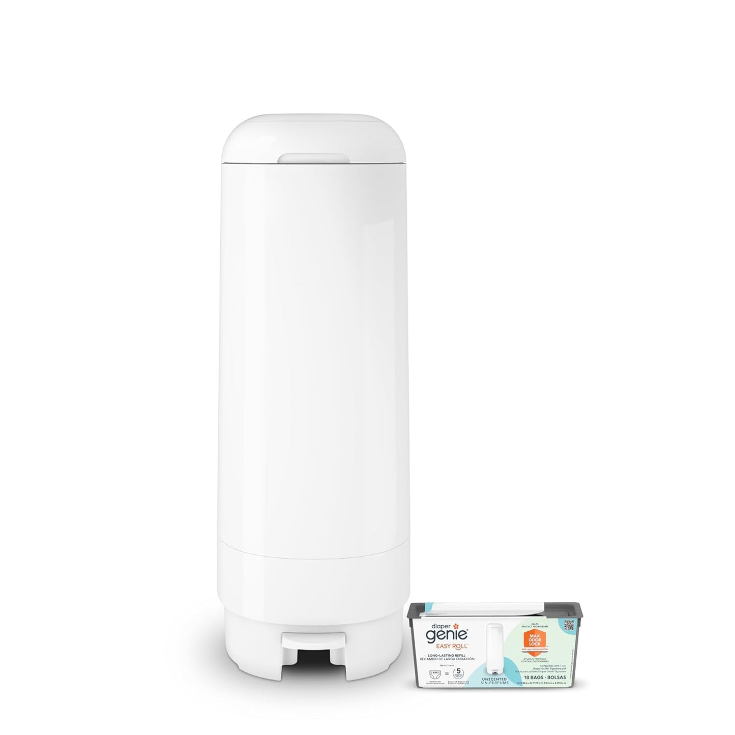 Diaper Genie Signature Pail Holds Up to 846 Newborn-Sized Diapers Per Refill
