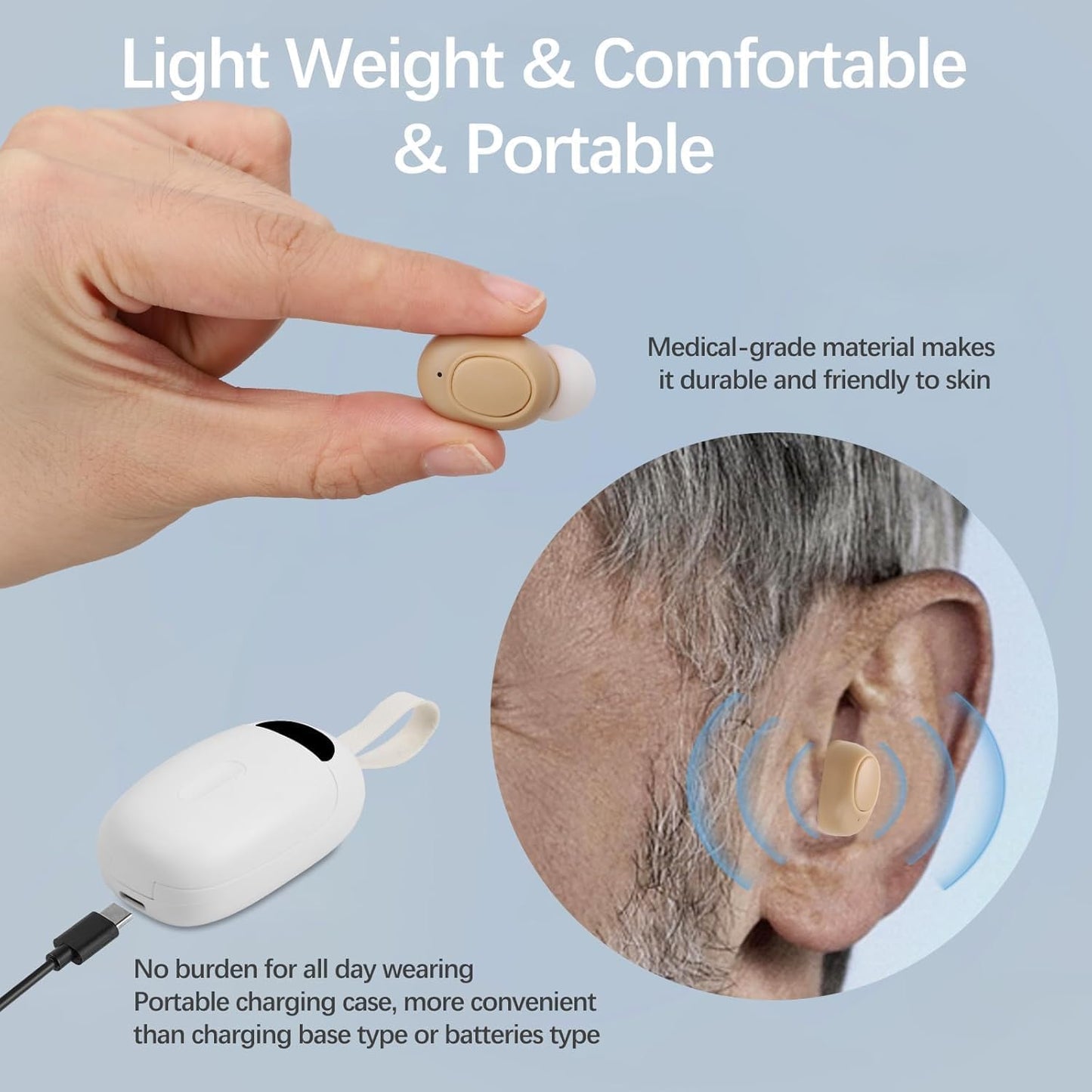 Hearing Aids for Seniors, Rechargeable Hearing Aid with Noise Cancelling for Adults