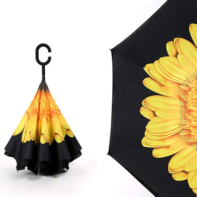 Inverted Umbrella - Windproof, UV Protection, Reverse Folding