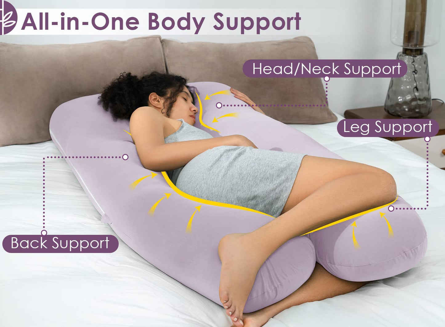 QUEEN ROSE Cooling Pregnancy Pillows, U Shaped Full Body Maternity Pillow for Pregnant Support
