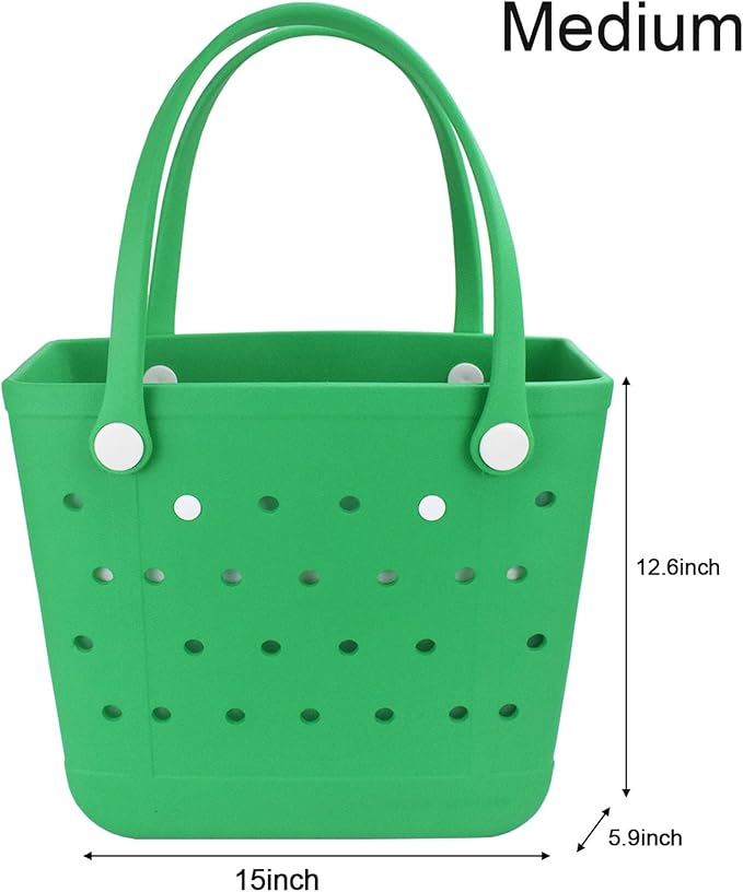 Medium Beach Bag, Waterproof Rubber Beach Bag - Green