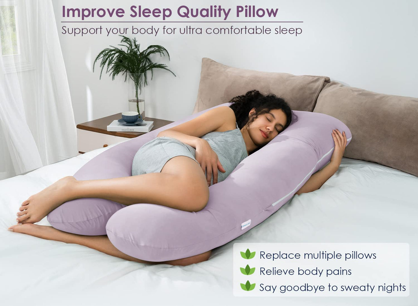 QUEEN ROSE Cooling Pregnancy Pillows, U Shaped Full Body Maternity Pillow for Pregnant Support
