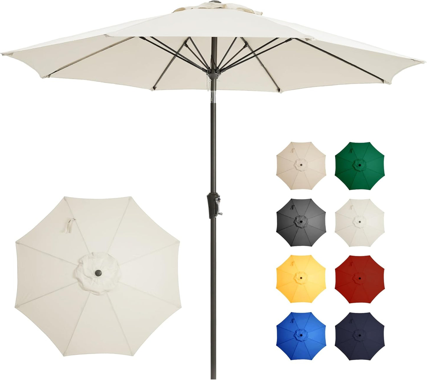 Ayge 9FT Large Outdoor Patio Umbrella Market Table Umbrella-UV Resistant, Easy Push Button Tilt and Crank