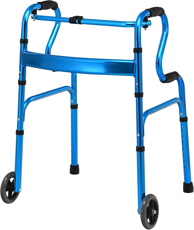 Goplus 3-in-1 Stand-Assist Folding Walker with 5" Wheels