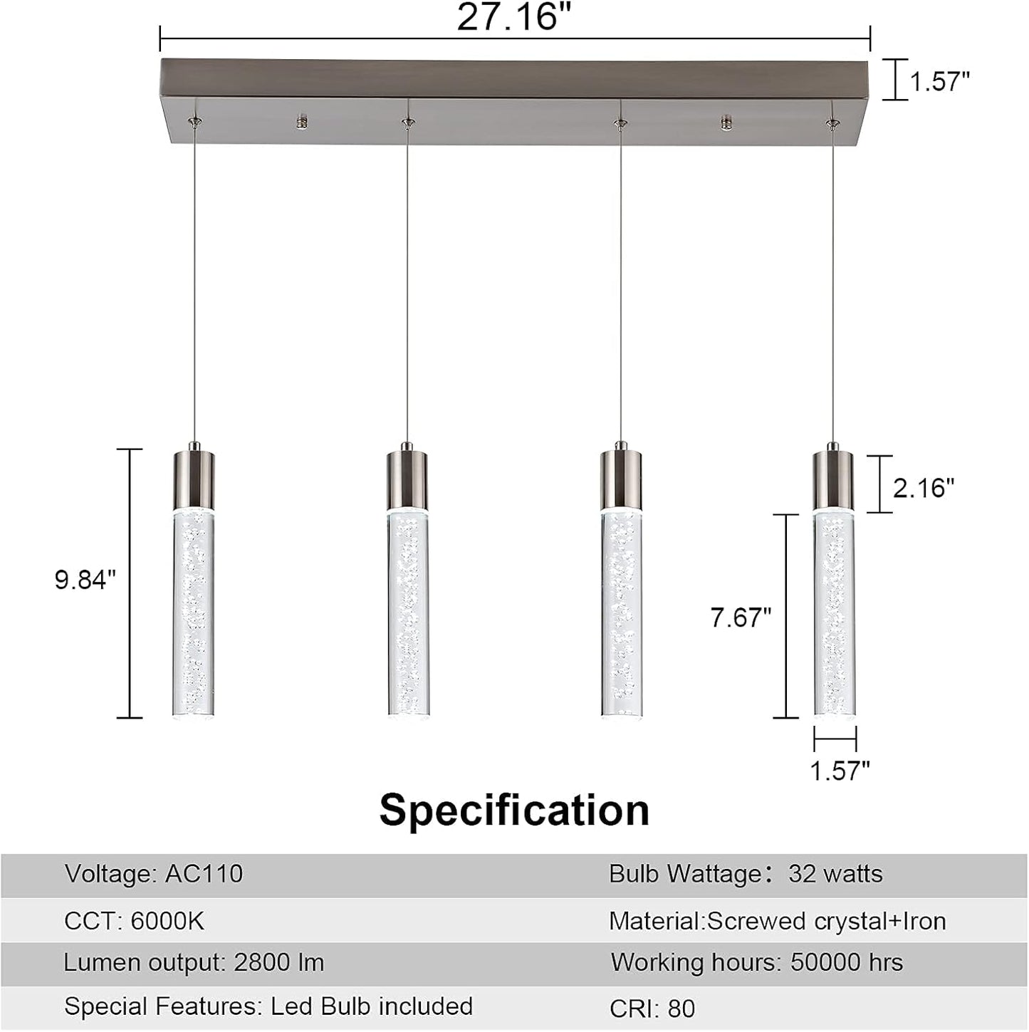 4-Light Pendant Light Fixtures for Kitchen Island, Updated Premium LED Pendant