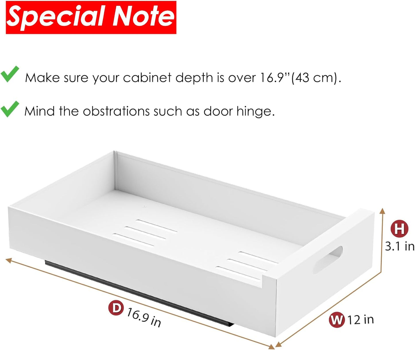 2 Pack Pull Out Organizer Drawers for Cabinets Fixed with Nano Film