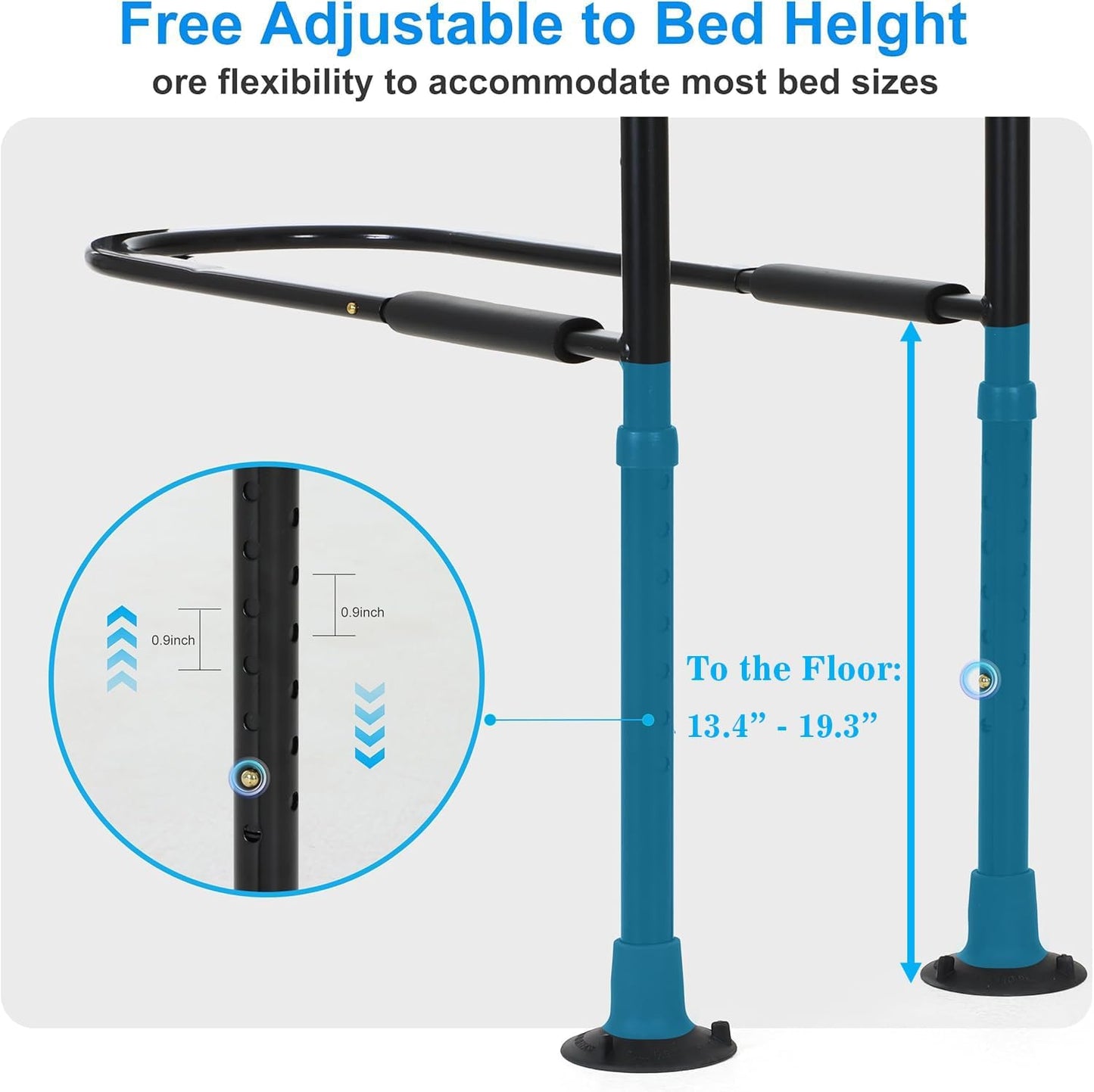 Bed Rails for Elderly Adults Safety: Bed Assist Rail with Adjustable Double Grips