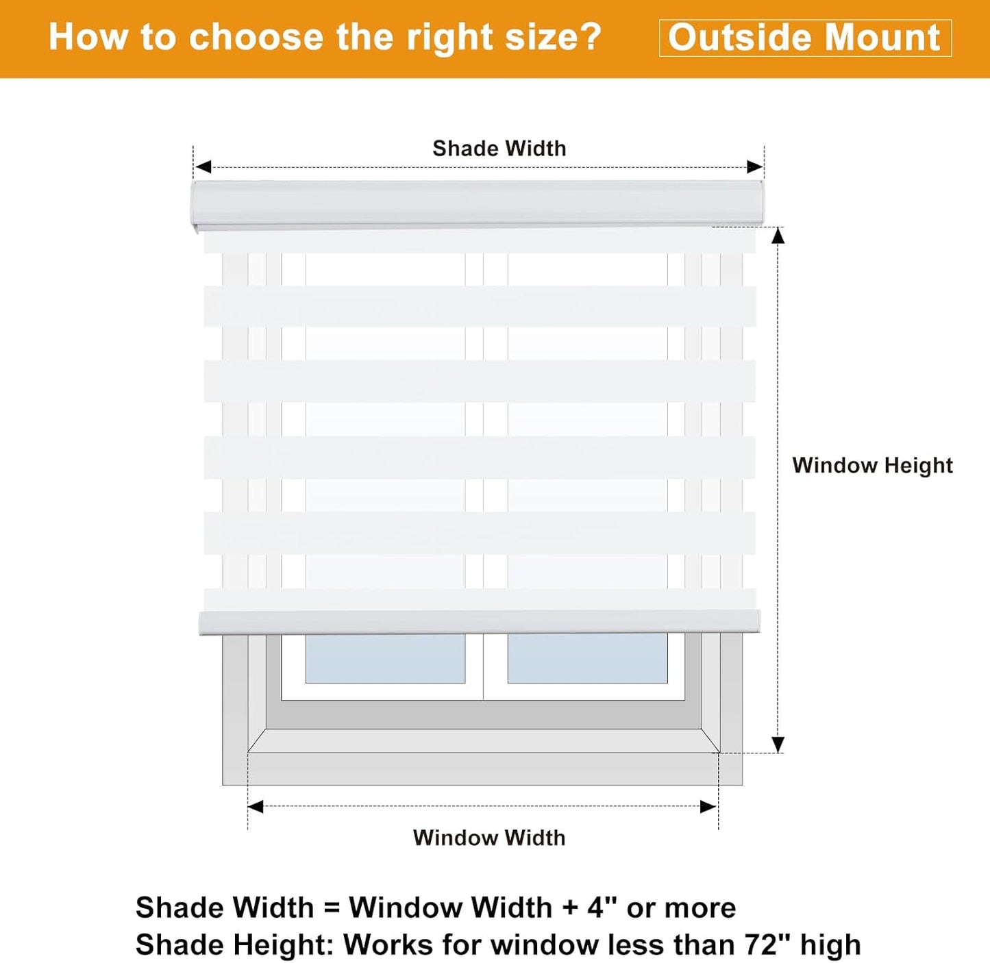 Persilux Zebra Blinds for Windows Cordless Blinds & Shades (28" W x 72" H, White)
