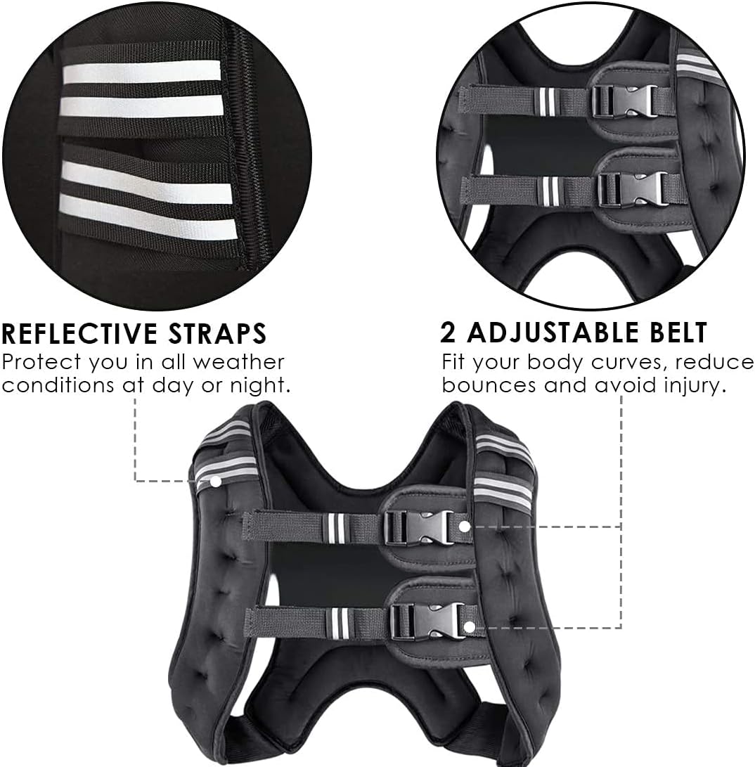 Prodigen Weighted Vest for Women and Men 25 Lbs with Reflective Stripe and Double Adjustable Buckle Straps