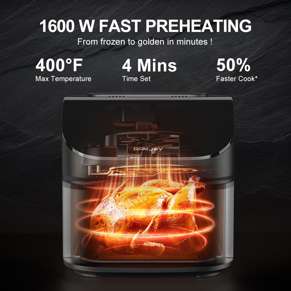 Air Fryer 6.8 Quarts, 10-in-1 Functions, Air Fry, Roast, Bake, Broil, Dehydrate