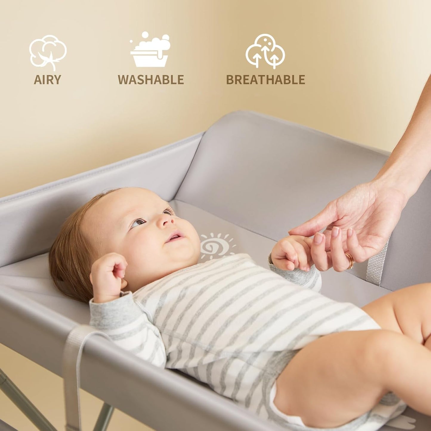 KARAOK Baby Changing Table with Wheels, Portable Diaper Changing Station with 4-Level Height