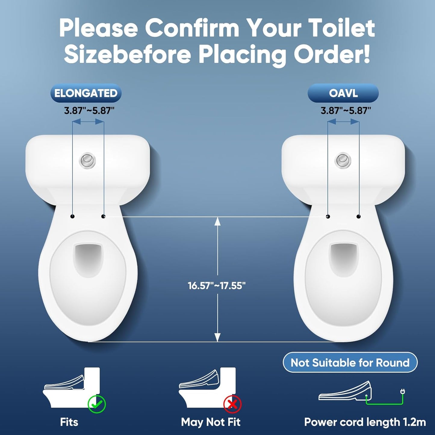 FVZ Bidet Toilet Seat Elongated Smart Heated Toilet Seat with Warm Water & Dryer, Feminine Wash