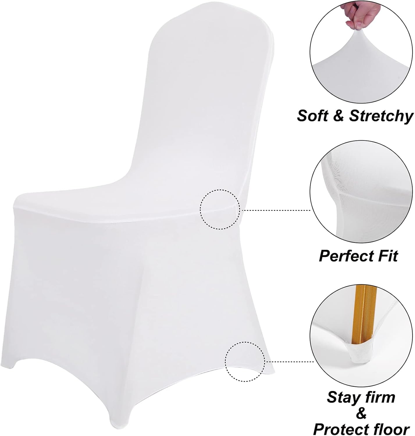 SUPERO Waterproof Spandex Chair Cover 50PCS, Stretch Dining Chair Covers, Polyester Outdoor Chair Covers
