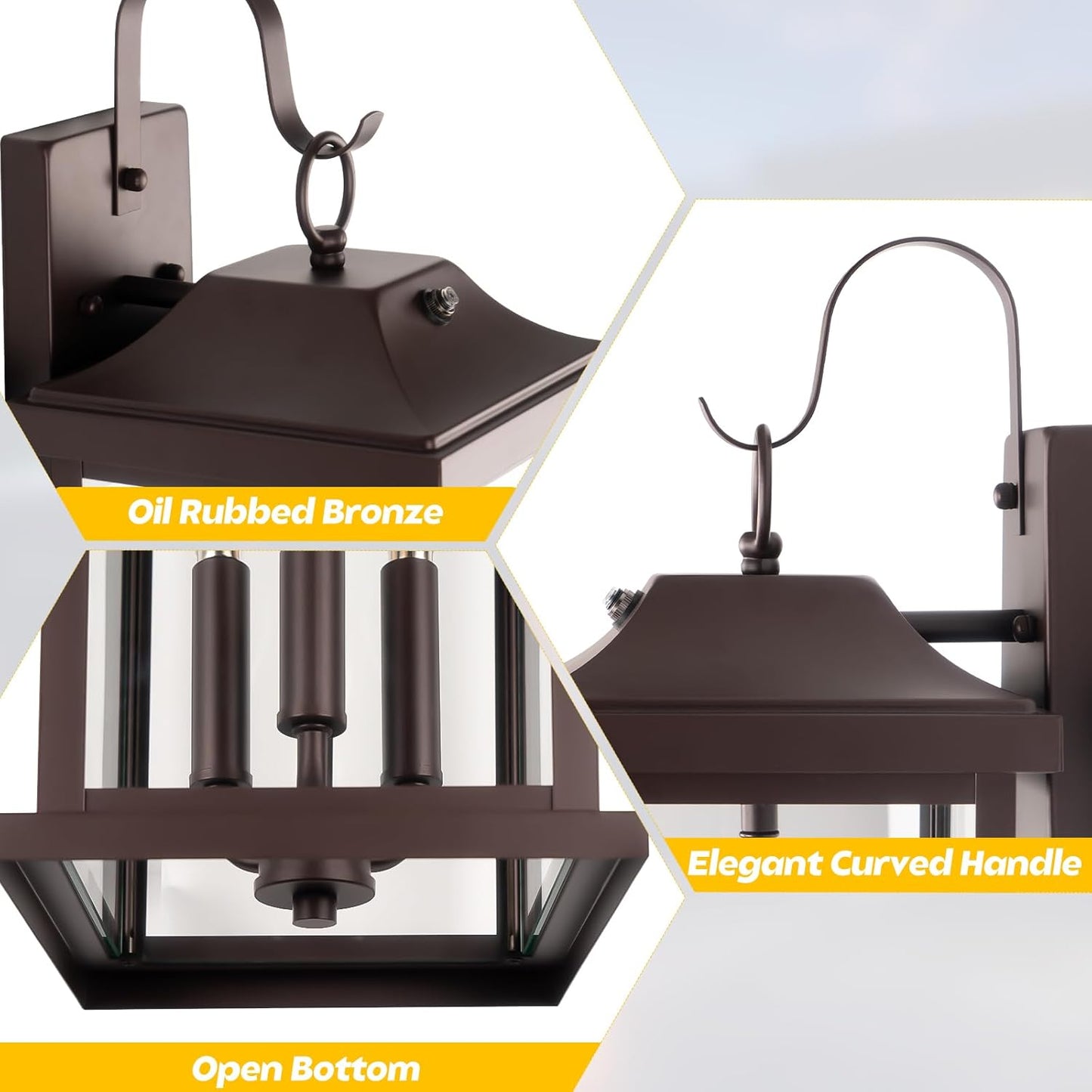 1-Pack 23” Dusk to Dawn Outdoor Light Fixture Oil Rubbed Bronze 3-Light