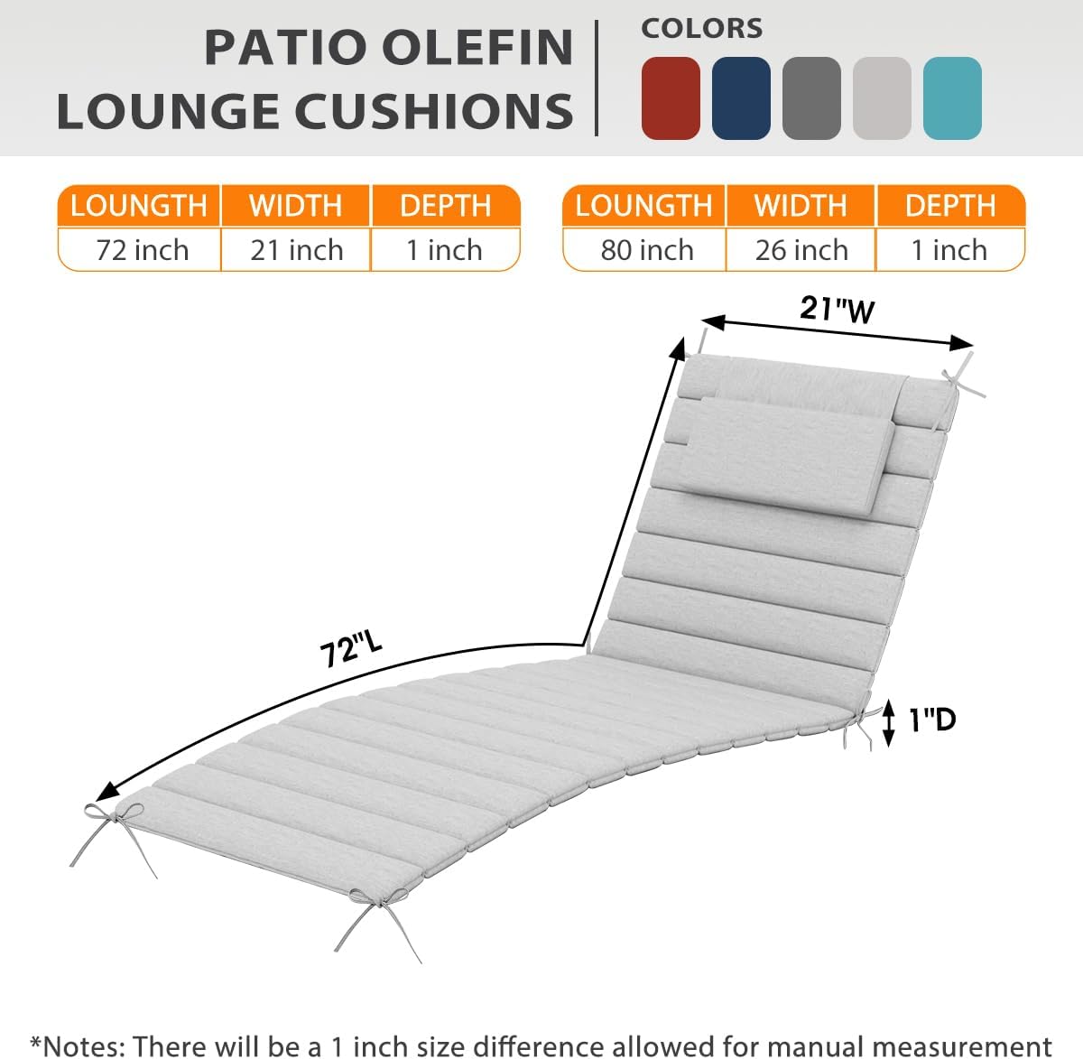 Sundale Outdoor Olefin Quilted Lounge Cushion Set of 4