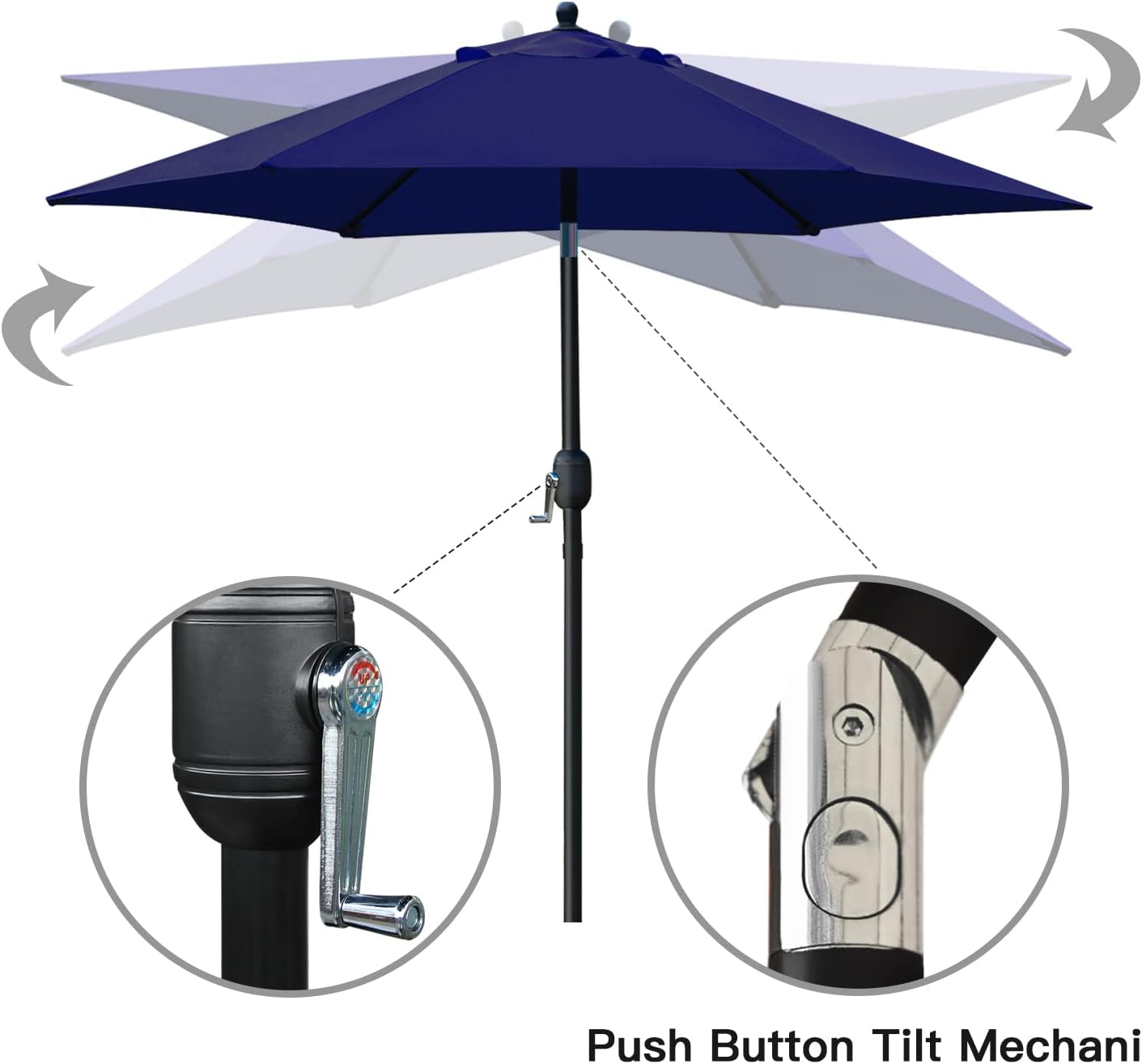 Sunnyglade 7.5' Patio Umbrella Outdoor Table Market Umbrella with Push Button Tilt (Navy Blue)