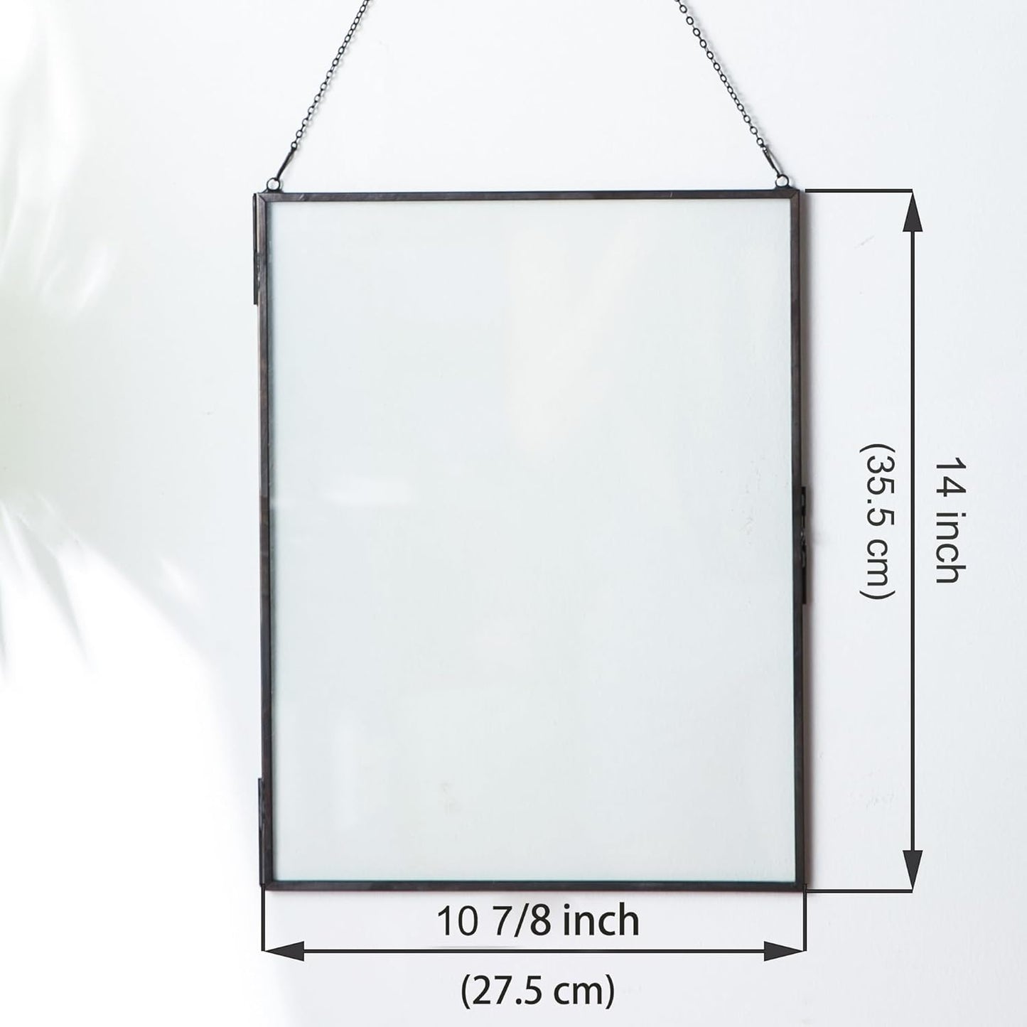 Black Hanging Picture Frame,10.8x14 Double Glass Frame for Pressed Flowers