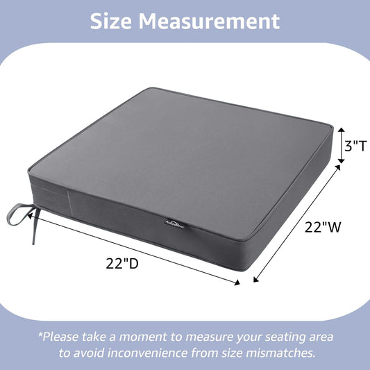 Set of 2 Outdoor Chair Cushions 22 x 22 x 3 Inch, Waterproof & Fade Resistant