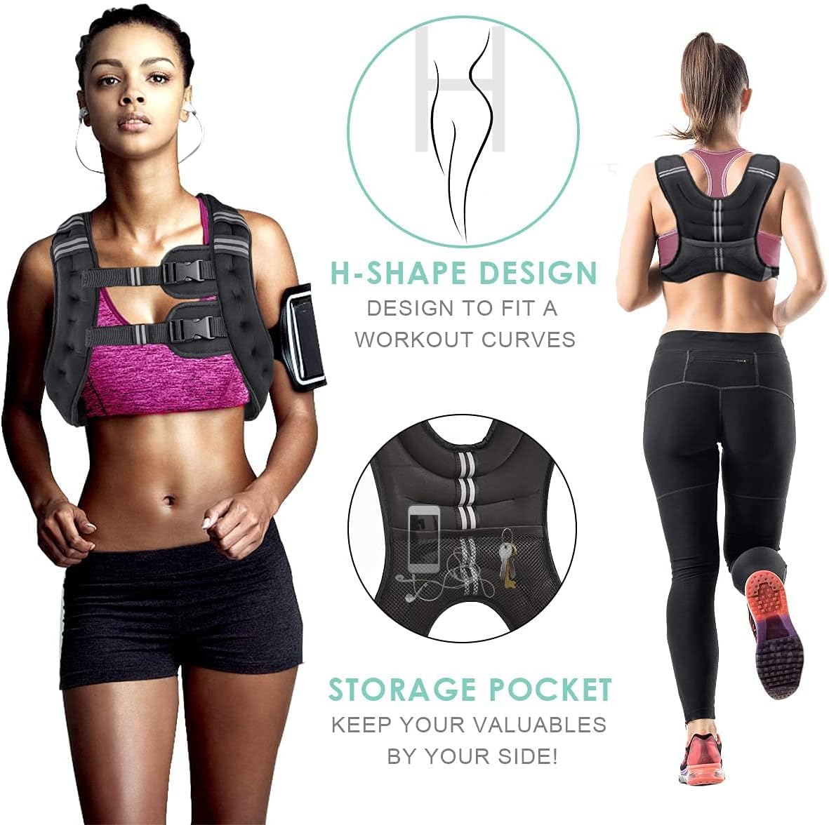 Prodigen Weighted Vest for Women and Men 25 Lbs with Reflective Stripe and Double Adjustable Buckle Straps