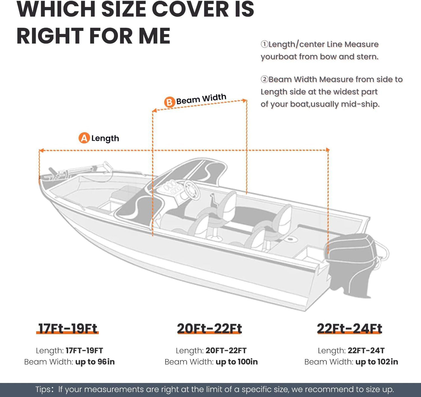 Boat Cover,22'-24'Universal Boat Covers,800D Marine Grade Polyester Canvas Waterproof Cover