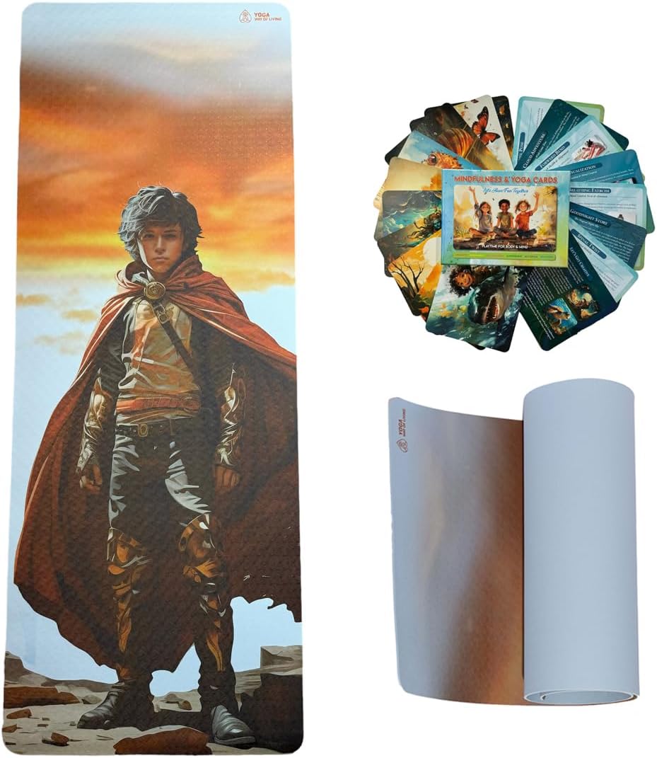 MindfulKids Yoga SET - Premium Eco Friendly MAT and CARDS for Creativity