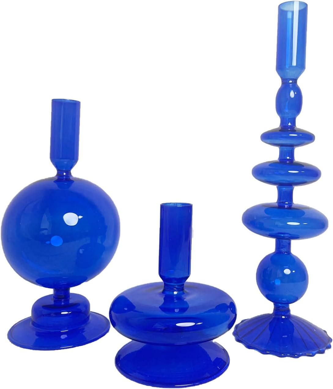 Glass Candle Holders for Table Centerpiece Blue Taper Candle Holders