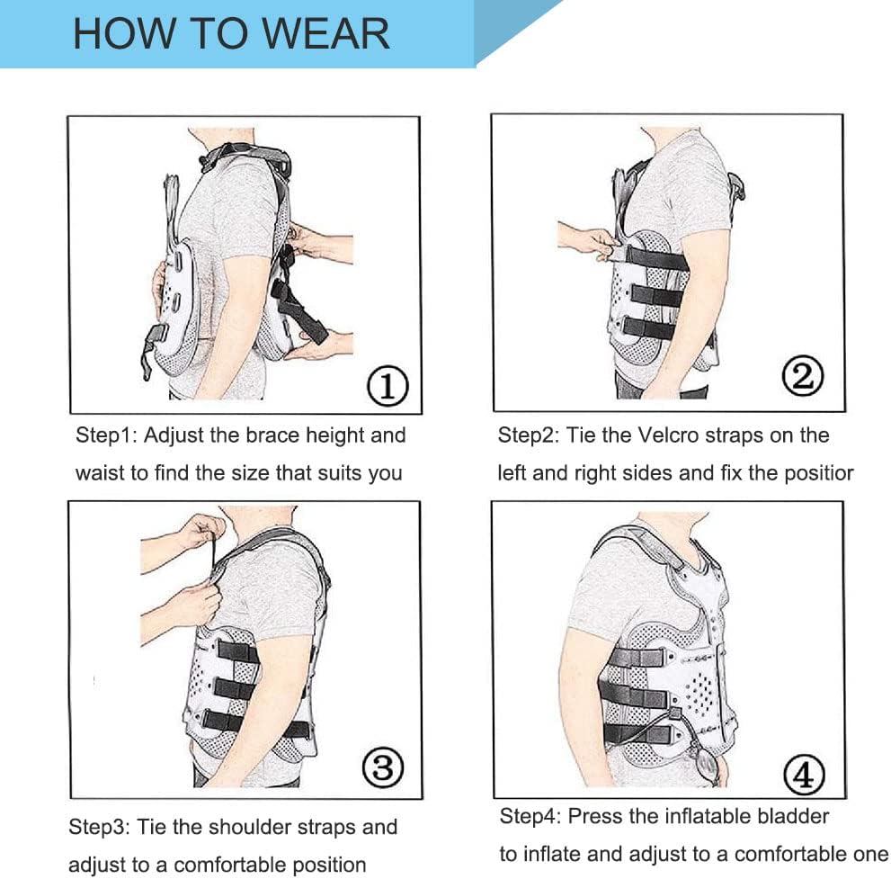TLSO Inflatable Thoracolumbar Fixed Back Spinal Brace, Pain Relief and Straightener
