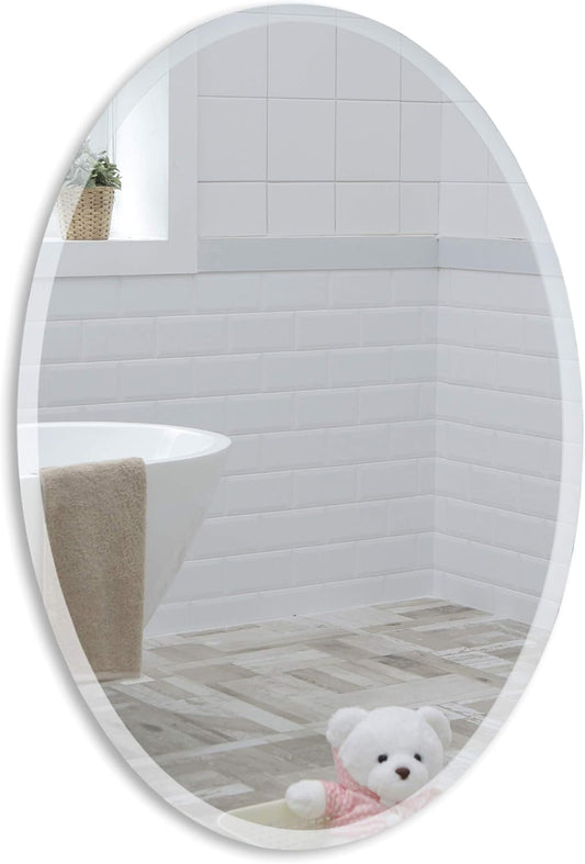 Neue Design Mood Oval Bathroom Mirror Wall Mounted (16 x 20 Inch), Vertical & Horizontal