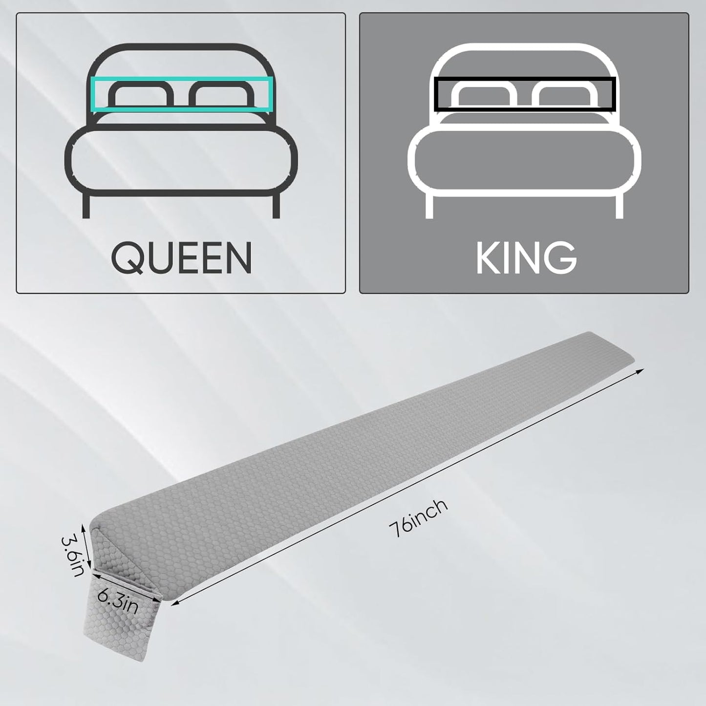 4 Modes King Size Wedge Pillow Headboard for Bed Gap, Foldable Bed Wedge Pillow Gap