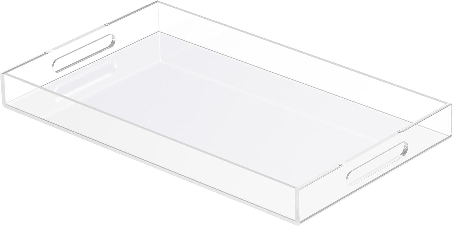 Acrylic Tray 20x12 with Cut Handles - Spill Proof Decorative Tray is an Ideal Countertop Organizer