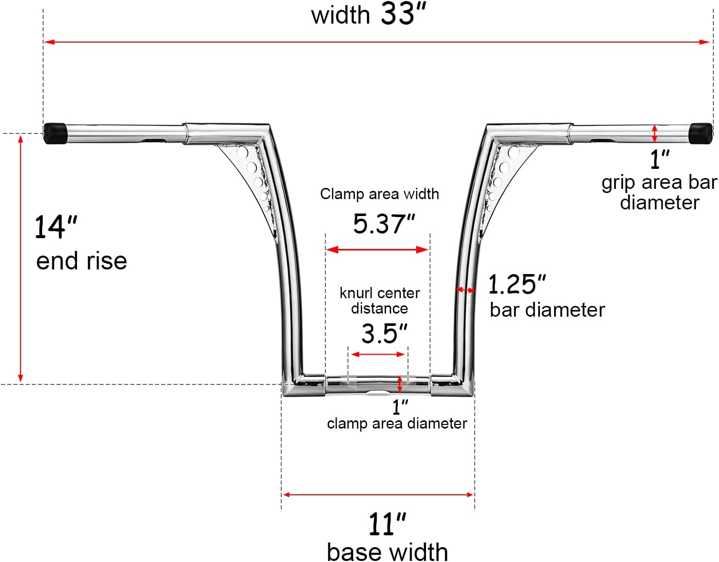 WeiSen 14" Ape Hanger Handlebar, 1 1/4" Handle Bar Compatible with Sportster 84-22