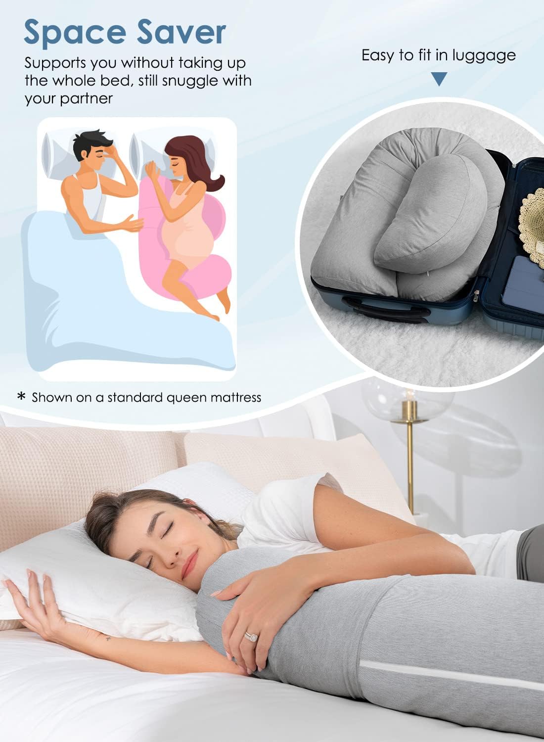 QUEEN ROSE Pregnancy Pillows, Cooling Body Pillow for Pregnancy Sleeping