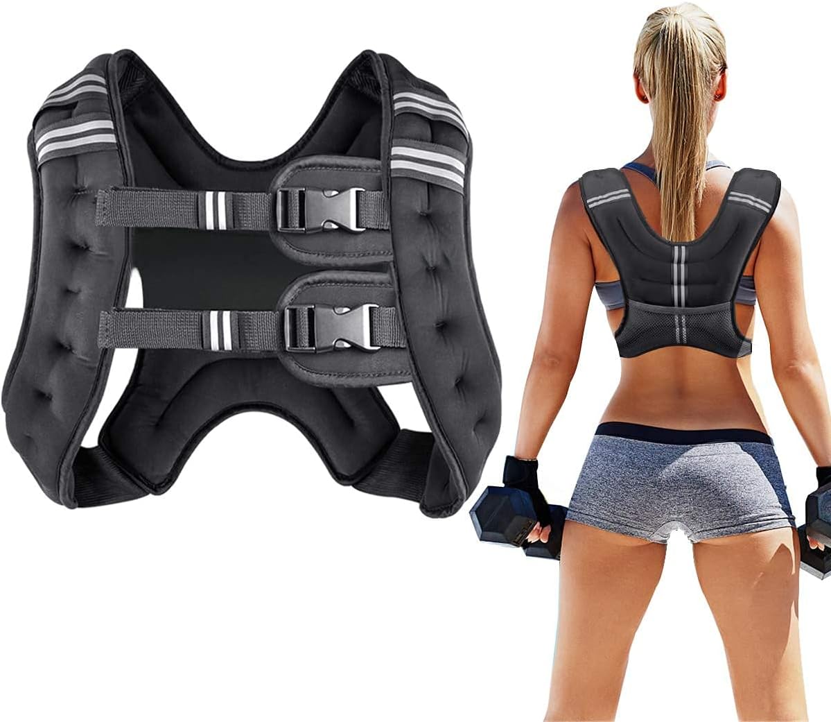Prodigen Weighted Vest for Women and Men 25 Lbs with Reflective Stripe and Double Adjustable Buckle Straps