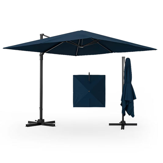 Costway 9.5-ft Aluminum Blue Cantilever Patio Umbrella
