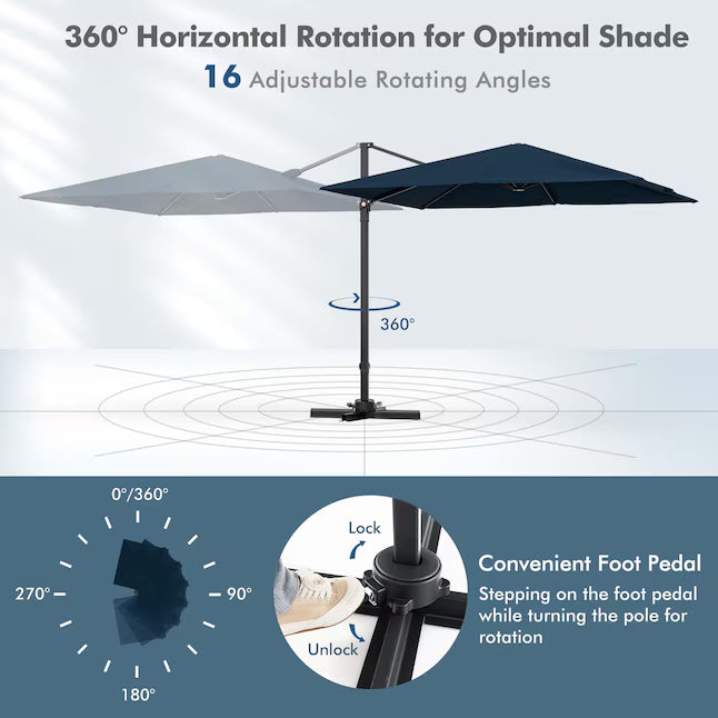 Costway 9.5-ft Aluminum Blue Cantilever Patio Umbrella